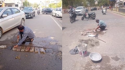62-year-old Gulshan Bhatia  has spent two to five hours every day filling potholes, repairing damaged stretches of road across Amritsar. 