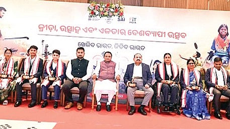 CM Majhi, Sports & Youth Services min Suryabanshi Suraj and others at the event.