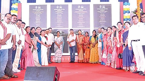 Mayor Sulochana Das and others after inauguration of the projects on Monday