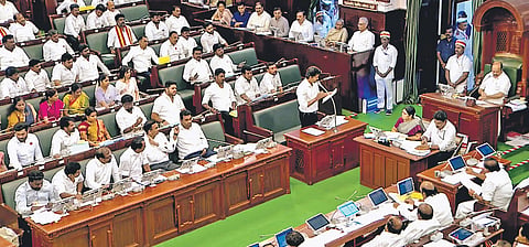 Chief Minister C Joseph Vijay speaking during the Tamil Nadu Assembly session on Monday 