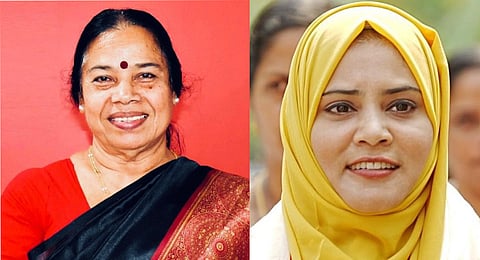 Former minister and CPM leader P K Sreemathy and IUML MLA Fathima Thahiliya