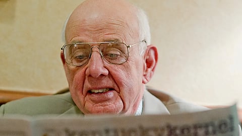  Kentucky author and poet Wendell Berry reads about himself, Feb. 14, 2011, in Frankfort, Ky.