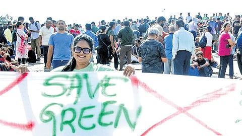 A file photo of activists and Bengaluru residents protesting at Lalbagh  