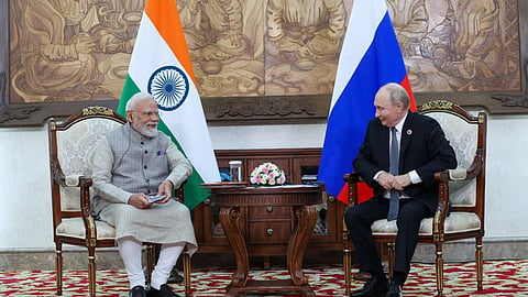 Prime Minister Narendra Modi met Russian President Vladimir Putin  in quick succession on the side-lines of the Shanghai Cooperation Organisation summit in Bishkek. 