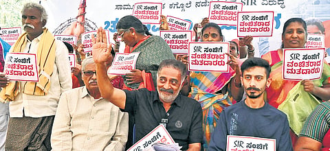  Actor Prakash Raj joins the Anti-SIR Secular Parties-People’s Organisations alliance in a protest at Freedom Park in Bengaluru, condemning the deletion of lakhs of voters from the state’s electoral rolls  