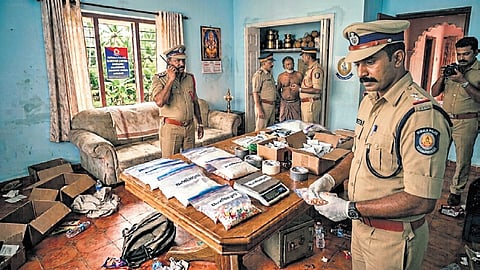 In Cheranalloor, cops raided a rented house and arrested two suspected drug suppliers, recovering 14.63g of MDMA.