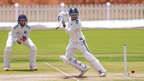South Zone Tilak Varma in action during his team's Duleep Trophy semifinal against North Zone at BCCI's CoE in Bengaluru