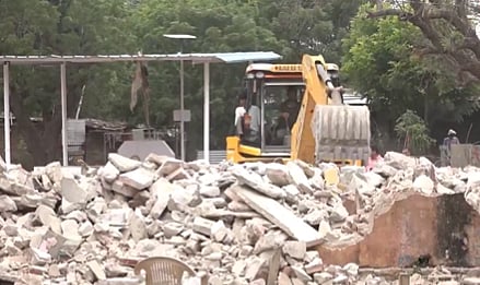 Rampura-Kanwarpura government primary school, which was in a dilapidated condition, is being demolished for reconstruction.