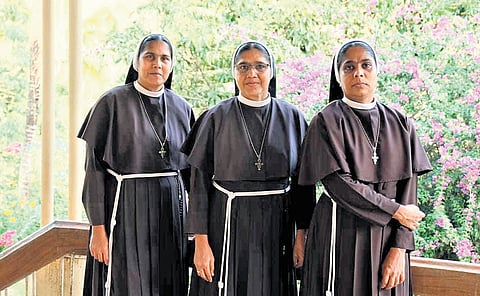 Sr Ranit, Sr Alphy and Sr Ancitta at their convent at Kuravilangad