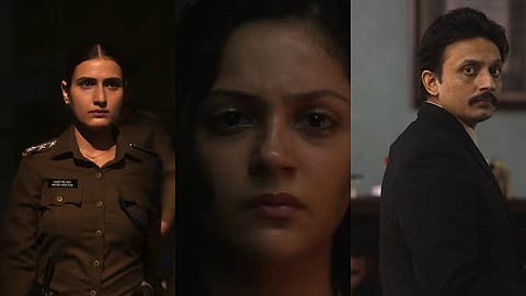 (from left) Fatima Sana Shaikh, Aneet Padda, and Mohammed Zeeshan Ayyub in Hunkkaar