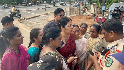 Pushpa Sreevani and Balaraju were intercepted by the police while they were on their way to meet parents protesting the shifting of students from the Marikavalasa school. 