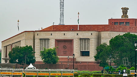A view of the Parliament building in New Delhi.