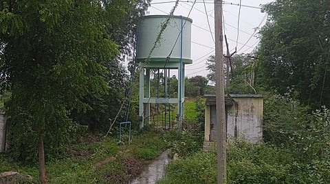 An overhead water tank located in Narasingampatti village in Melur taluk of Madurai district.