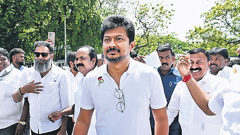 Opposition Leader Udhayanidhi Stalin arrives at Assembly on Thursday 