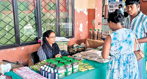 Seena at her stall at Ernakulam Town railway station