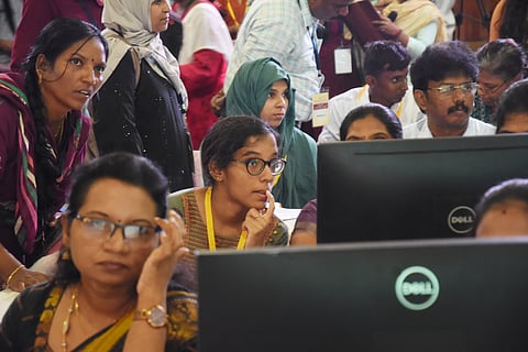  Students attending the counseling for the MBB and BDS admission for the academic year 2026-27. Counseling for special category and 7.5% reservation school students was conducted at the government Multi super speciality hospilital in Omandhurar Estate on Thursday. 