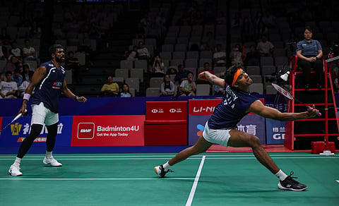 Satwiksairaj Rankireddy and Chirag Shetty in action on Friday