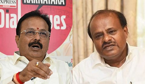 Karnataka Water Resources Minister N Chaluvarayaswamy (L) and Union Minister HD Kumaraswamy.
