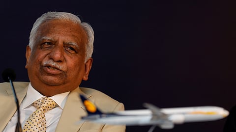 In this photo from March 25, 2019, Naresh Goyal, Chairman of Jet Airways speaks during a news conference in Mumbai.