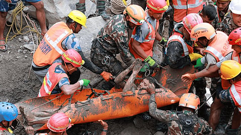 The two men, identified as Sanjay Shah and Kabir Maharjan, were pulled out during an ongoing search and rescue operation at the hydropower project. 