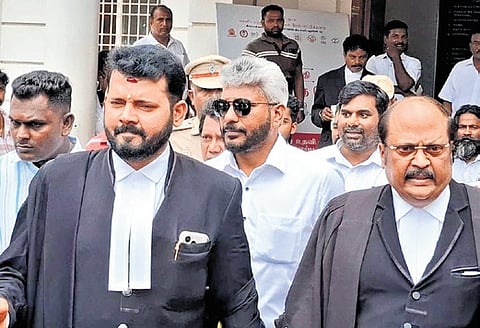 Finance Minister N Marie Wilson appeared before the Judicial Magistrate Court-II in Puducherry on Friday. 