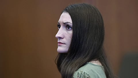 Defendant Lindsay Clancy watches jurors enter the courtroom during her murder trial on Friday, Sept. 4, 2026, in Plymouth, Mass.