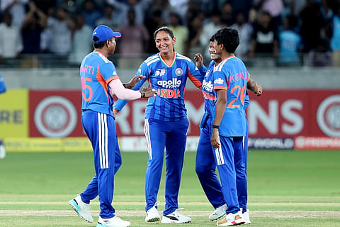 India players celebrate a wicket during the Asia Cup match on Saturday