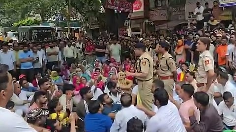Police personnel were deployed at the spot in outernorth Delhi as tension prevailed in the area.