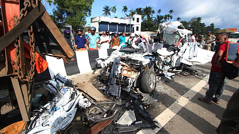 Eight killed as car rams parked truck in Thrissur.