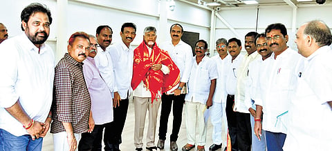 Chief Minister Chandrababu Naidu with leaders of employee associations 