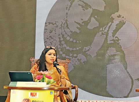 Singer Vidya Shah addresses the gathering during her session at OLF 