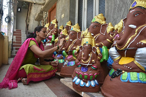 Eco-friendly Ganesh idols 