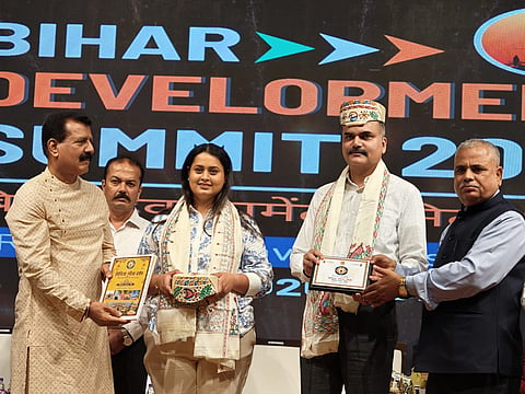 Bihar Sports and Industry Minister Shreyasi Singh, LIB founder Vikas Vaibhav, IPS were present during the Bihar Development Summit 2026, organised by Let’s Inspire Bihar (LIB).