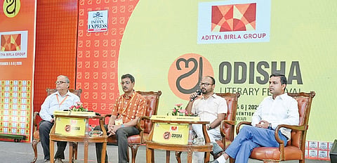 Speakers Manoj Mohapatra, Asit Mohanty, Subhransu Panda & moderator Miyog Patra