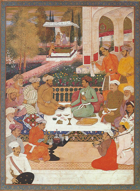 Dara Shukoh with philosophers, painted by Bichitr