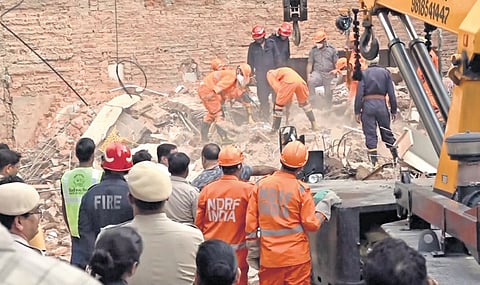 Rescue personnel continued with search operation on the second day on Monday. They also helped civic authorities clear debris from crash site 
