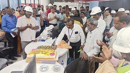 Caption: The officials of Tamil Nadu Power Generation Corporation Limited (TNPGCL) celebrating at Udangudi Supercritical Thermal Power Plant campus.