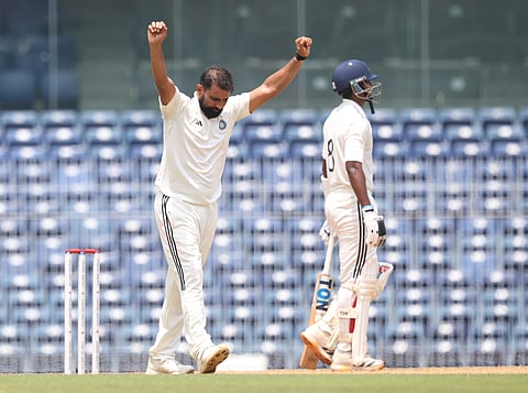 Mohammed Shami celebrates a wicket on Day 3