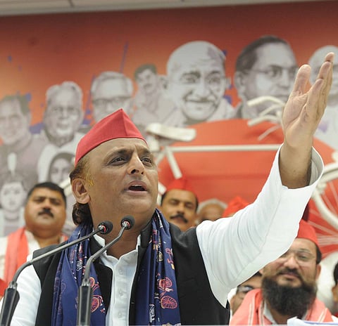 Akhilesh Yadav was recently seen wearing a blue stole, also referred to as a 'gamcha' in local lingo, instead of the party’s familiar red-and-green colours. 