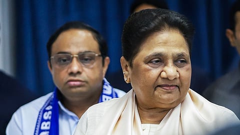 In this photo from Sept. 03, 2026, BSP National President Mayawati during a meeting with senior office-bearers of the Bahujan Samaj Party (BSP) from across India and BSP state presidents of various states in Lucknow. 