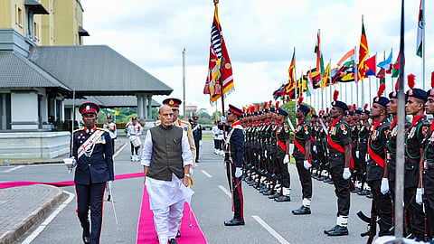 Union Defence Minister Rajnath Singh receives a guard of honour during his visit to the Ministry of Defence of Sri Lanka in Colombo on Wednesday, Sept. 09, 2026.