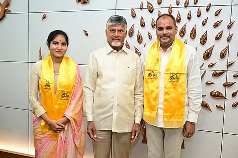 Vizianagaram ZP chairman Majji Srinivasarao joins TDP ij the presence of CM Nara Chandrababu Naidu on Tuesday. 
