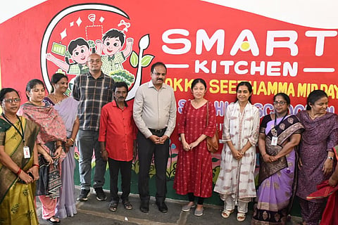 Japan International Cooperation Agency (JICA) representative Yumiko Onishi and NITI Aayog health and nutrition specialist Mohit Sood inspected the functioning of the Smart Kitchen system being implemented in Kadapa district as part of efforts to improve the quality and delivery of school meals. 