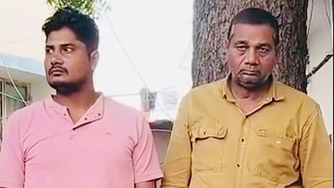 The accused brother (left) and father.