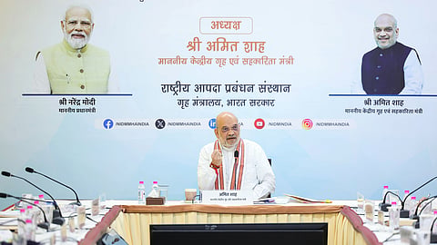 Union Home Minister Amit Shah during the 3rd meeting of the Governing Body of the National Institute of Disaster Management, in New Delhi on Thursday.