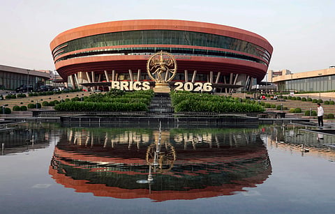  A glimpse of preparations for the 18th BRICS Summit, at Bharat Mandapam in New Delhi. 
