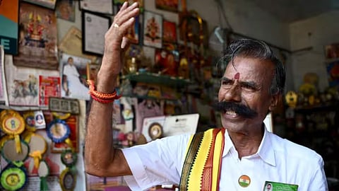 K Padmarajan from Mettur in Salem, popularly referred to as the 'Election King', filed his nomination for the bye-election.