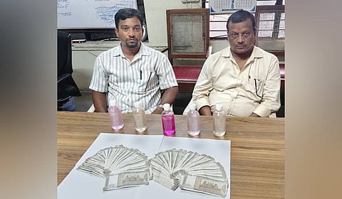 Telangana ACB caught two officials red-handed accepting a ?1 L bribe to process a CMRF medical reimbursement claim. An outsourcing employee at the Secretariat & a TSIDC senior assistant were arrested