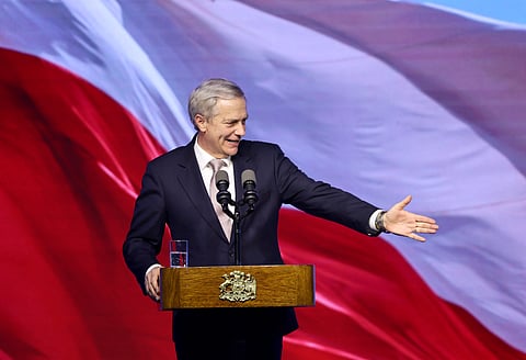 Chile's President Jose Antonio Kast delivers a sppech during the Madrid Forum, a meeting of Latin American right-wing leaders, in Santiago on September 3, 2026