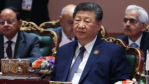 Chinese President Xi Jinping attends a session of the BRICS Plus Outreach format in New Delhi, India, on Sunday, Sept. 13, 2026.